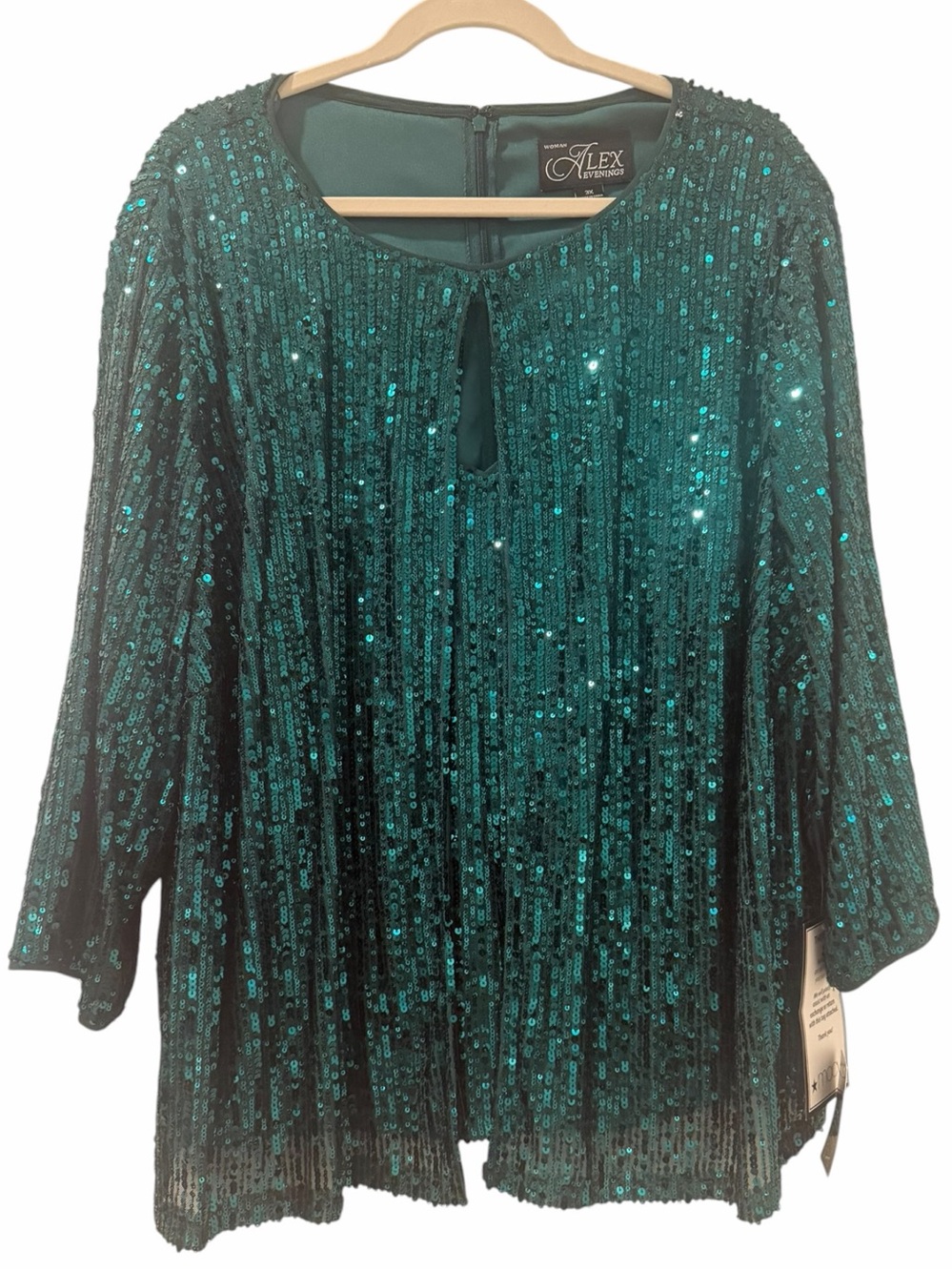 Alex Evenings Women's Plus Size Sequin Twinset Green One Piece size 3X - Picture 8 of 10